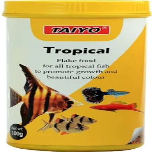 TAIYO Tropical Flakes Fish Food – 100g | Color-Enhancing Daily Diet for Tropical Fish